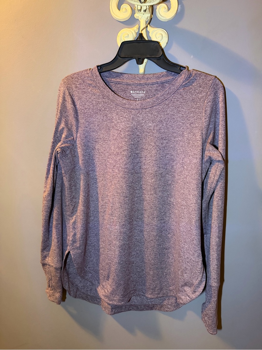 Athleta Women's Heather Purple Long-Sleeve Crew Top
